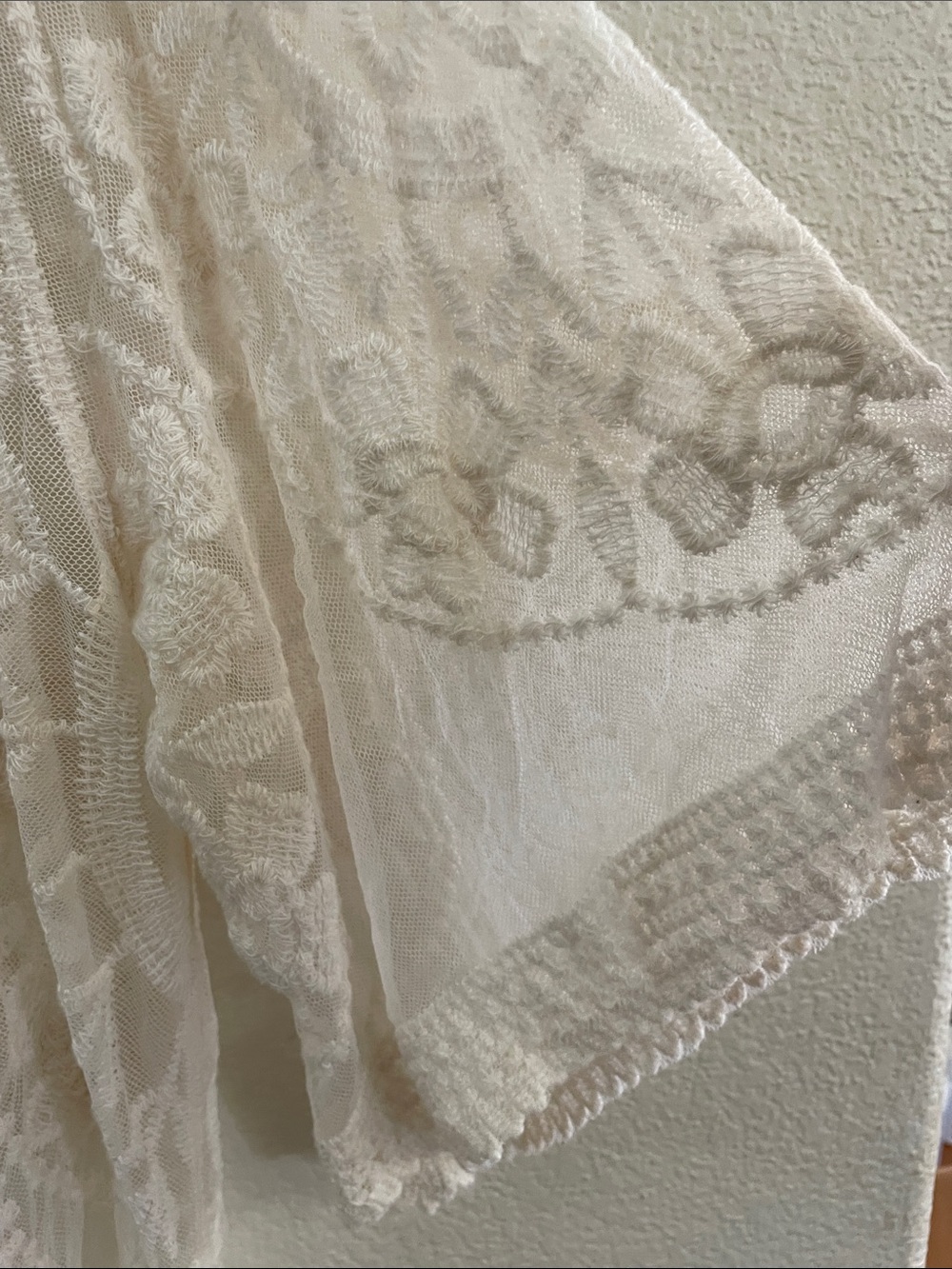 Rebellion Sheer Cream Lace Kimono Robe cotton blend L romantic whimsical - Picture 3 of 6